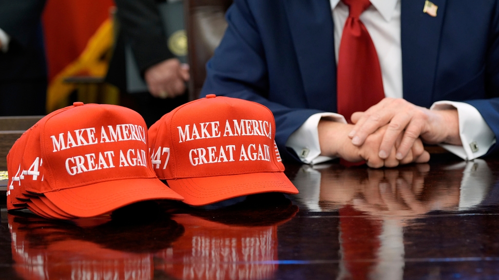 Trump 2028 hats and T-shirts are being sold on his official merch site