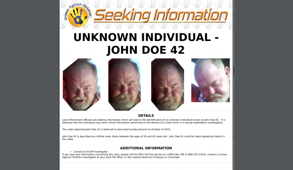 FBI seeks to ID 'John Doe 44' in child sexual exploitation case