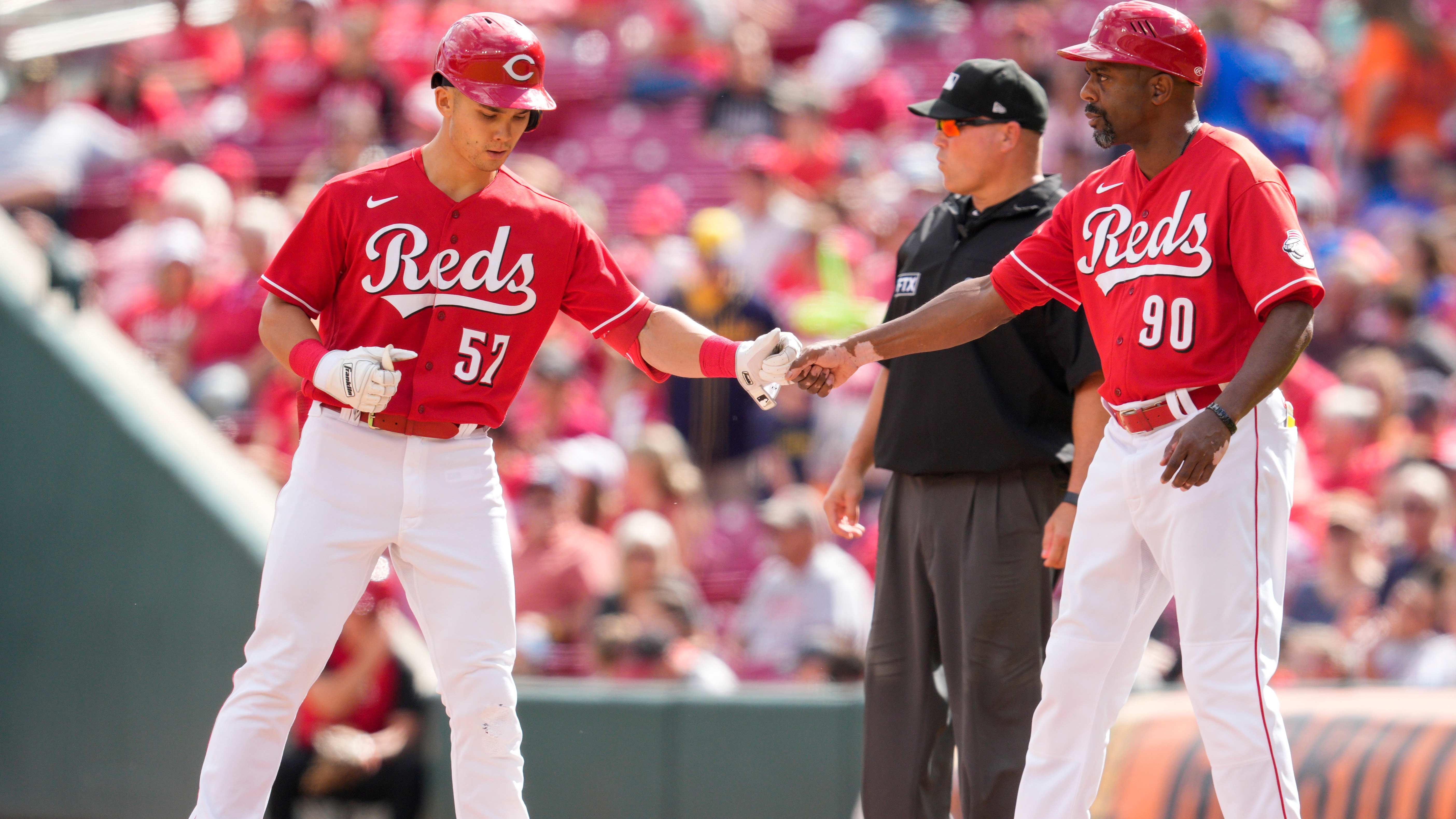 Delino DeShields Sr -- Cincinnati Reds First Base Coach -- Game