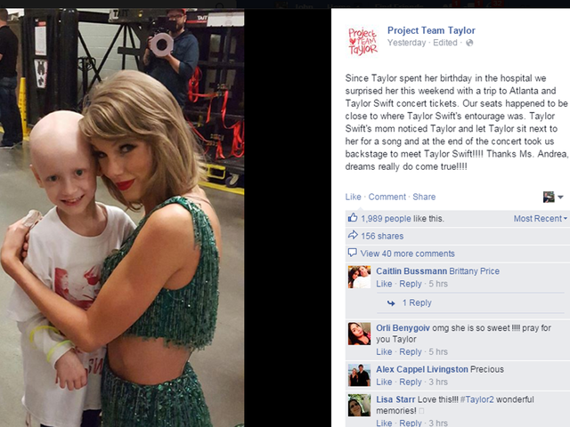 Taylor Swift makes dreams come true for a 6-year-old girl who is battling  cancer