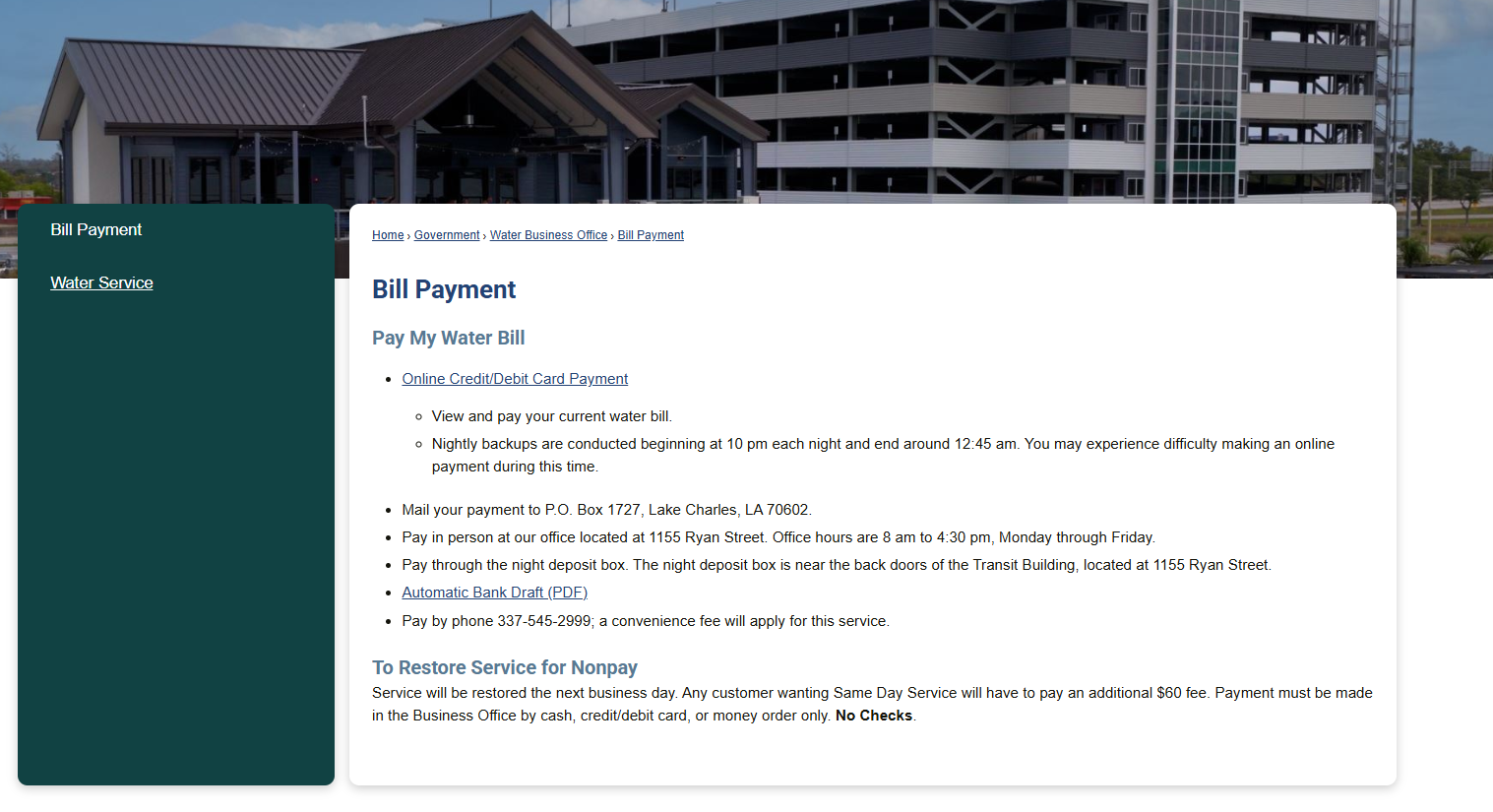 City of Lake Charles provides update on new water bill payment portal