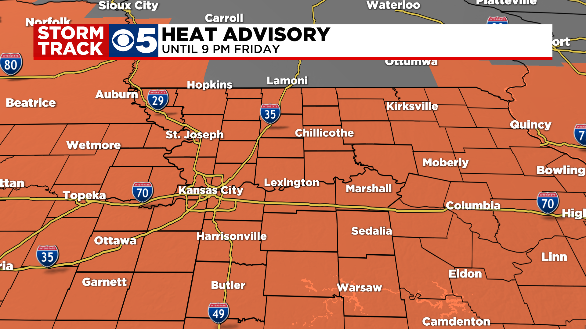 Advisory extended Kansas City area to be under intense heat