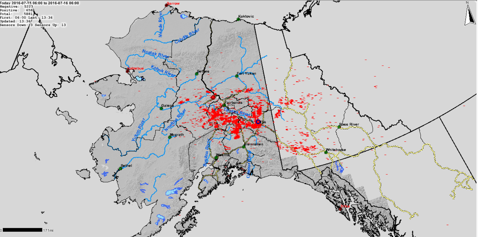 Thousands of lightning strikes recorded across Alaska