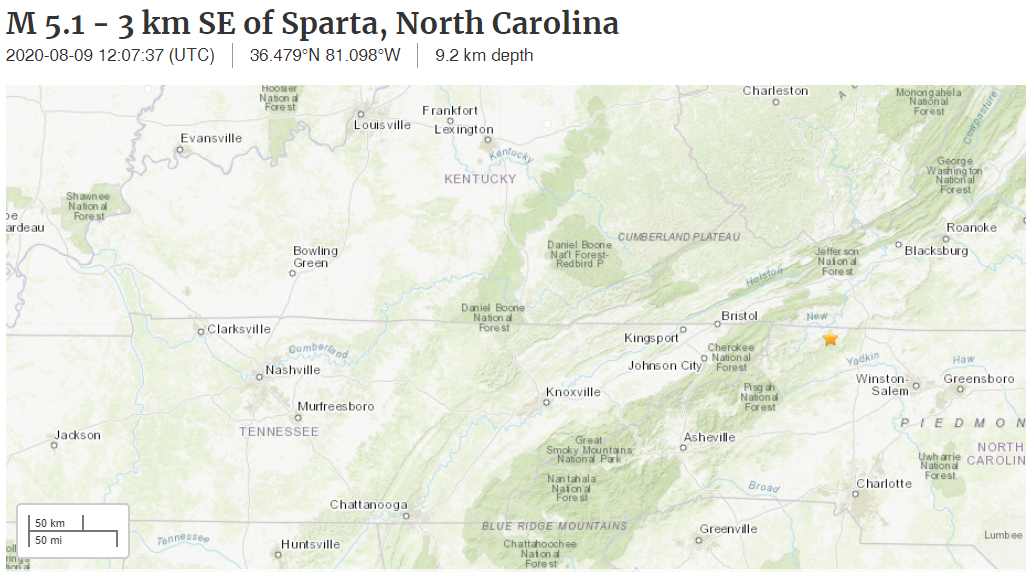 First Alert Magnitude 5 1 Earthquake Reported In Sparta Nc