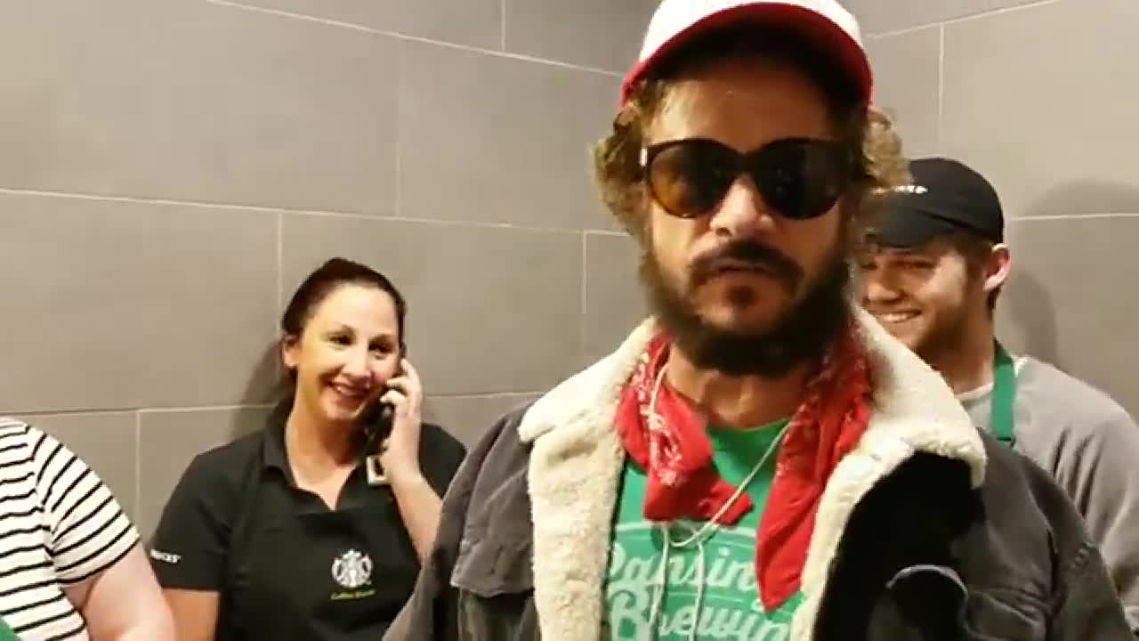 Pauly Shore takes cover inside Evansville Starbucks during tornado warning