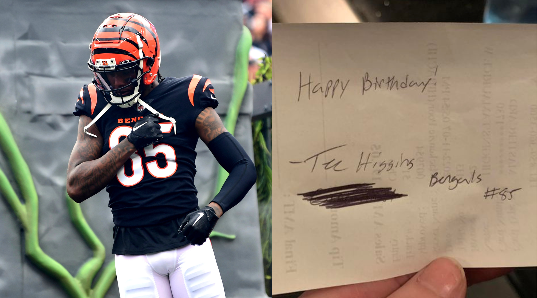 Watch: Bengals WR's throw birthday surprise for Tee Higgins