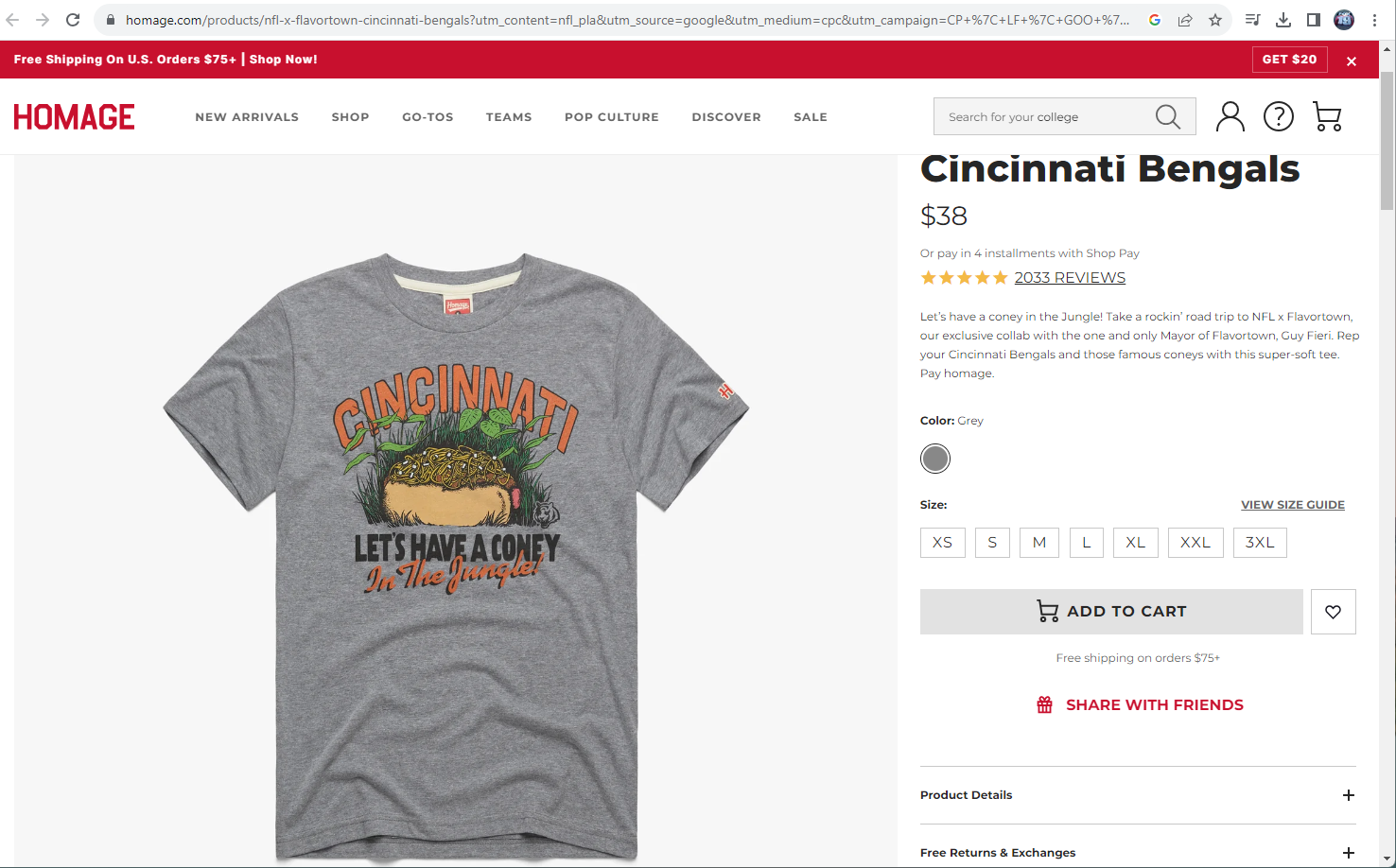 Cincinnati Reds T-Shirt from Homage. | Charcoal | Vintage Apparel from Homage.