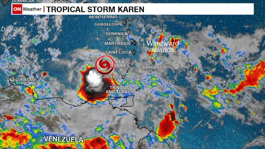 Tropical storms Karen and Jerry approaching Puerto Rico, Bermuda