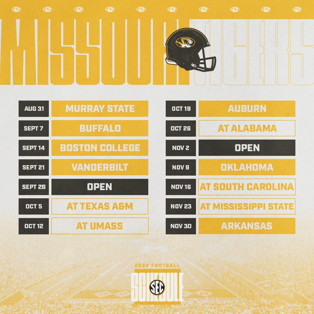 Mizzou Tigers Football Schedule 2024 Gena Pegeen