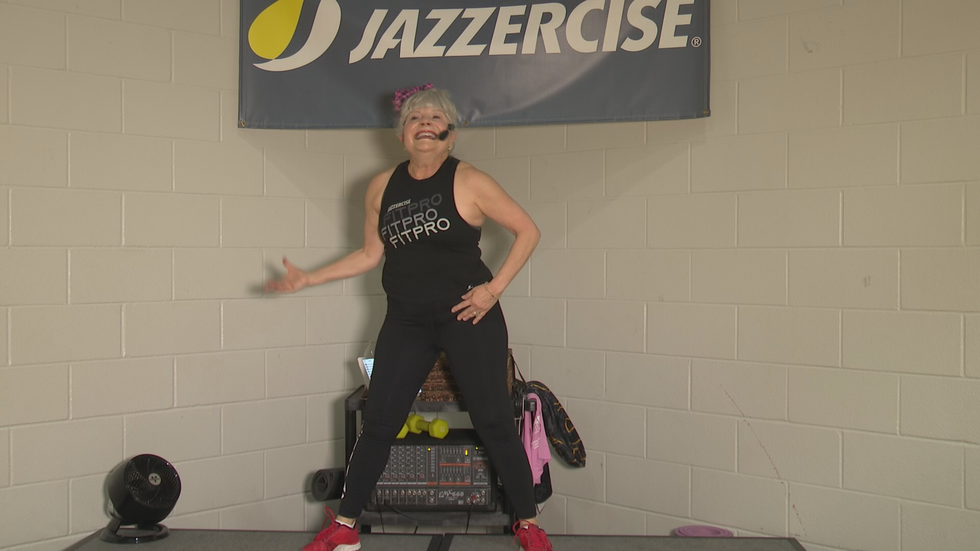 This is Cheryl. She's a 55 year old Jazzercise instructor. Think Jazzercise  works? You go, girl! Your abs are fab!