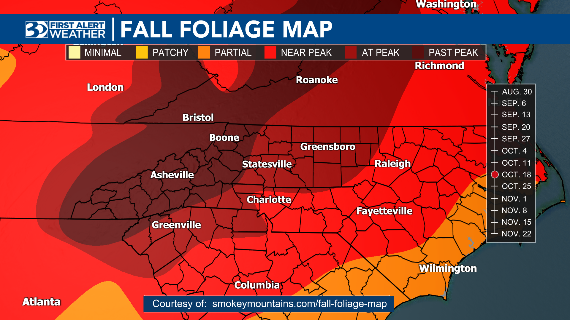 Fall Foliage Map North Carolina 2022