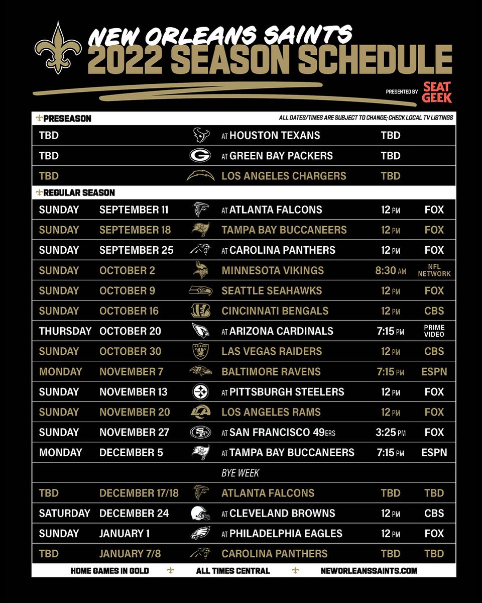 Win Tickets For 2 To 8 New Orleans Saints Regular Season Home Games