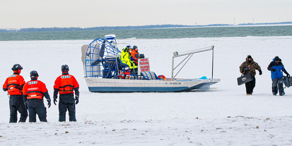 Rescuers bring 21 fishermen stranded on Lake Erie to safety