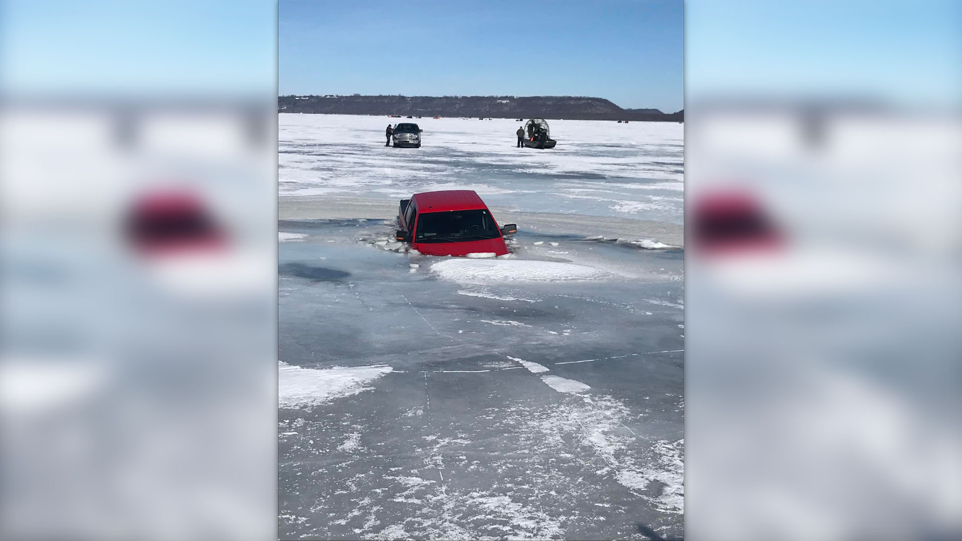 Truck falls through ice on Lake Pepin