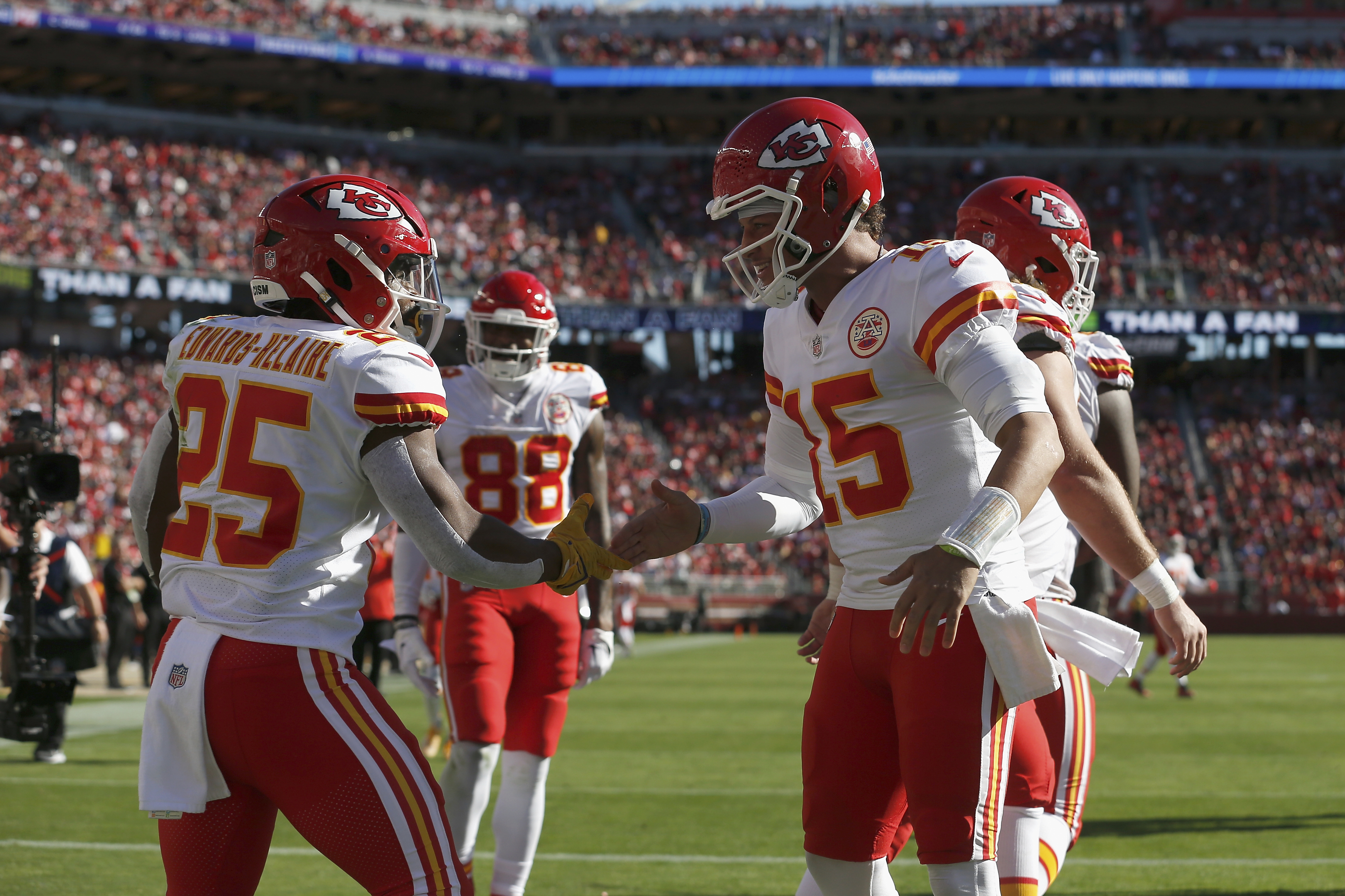 Former Texans safety Justin Reid celebrates Chiefs' Super Bowl win