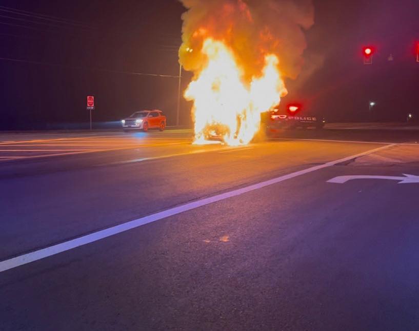 Vintage Volkswagen bus catches on fire in Spring Hill