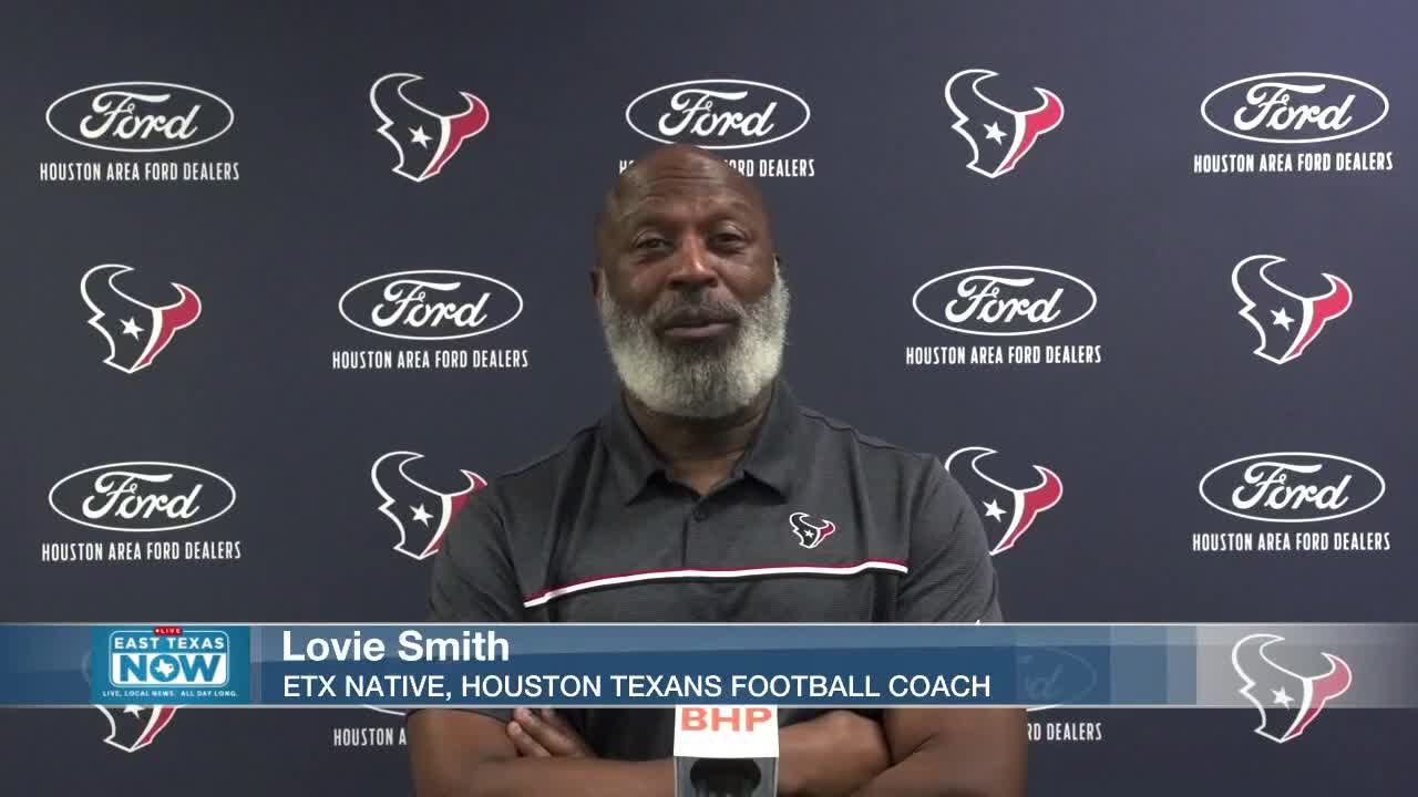 Houston Texans Head Coach Lovie Smith meets with the media to