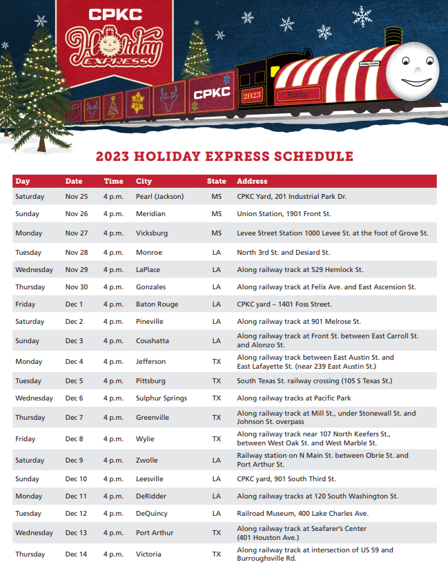 Holiday train to make stops in Baton Rouge, Ascension Parish