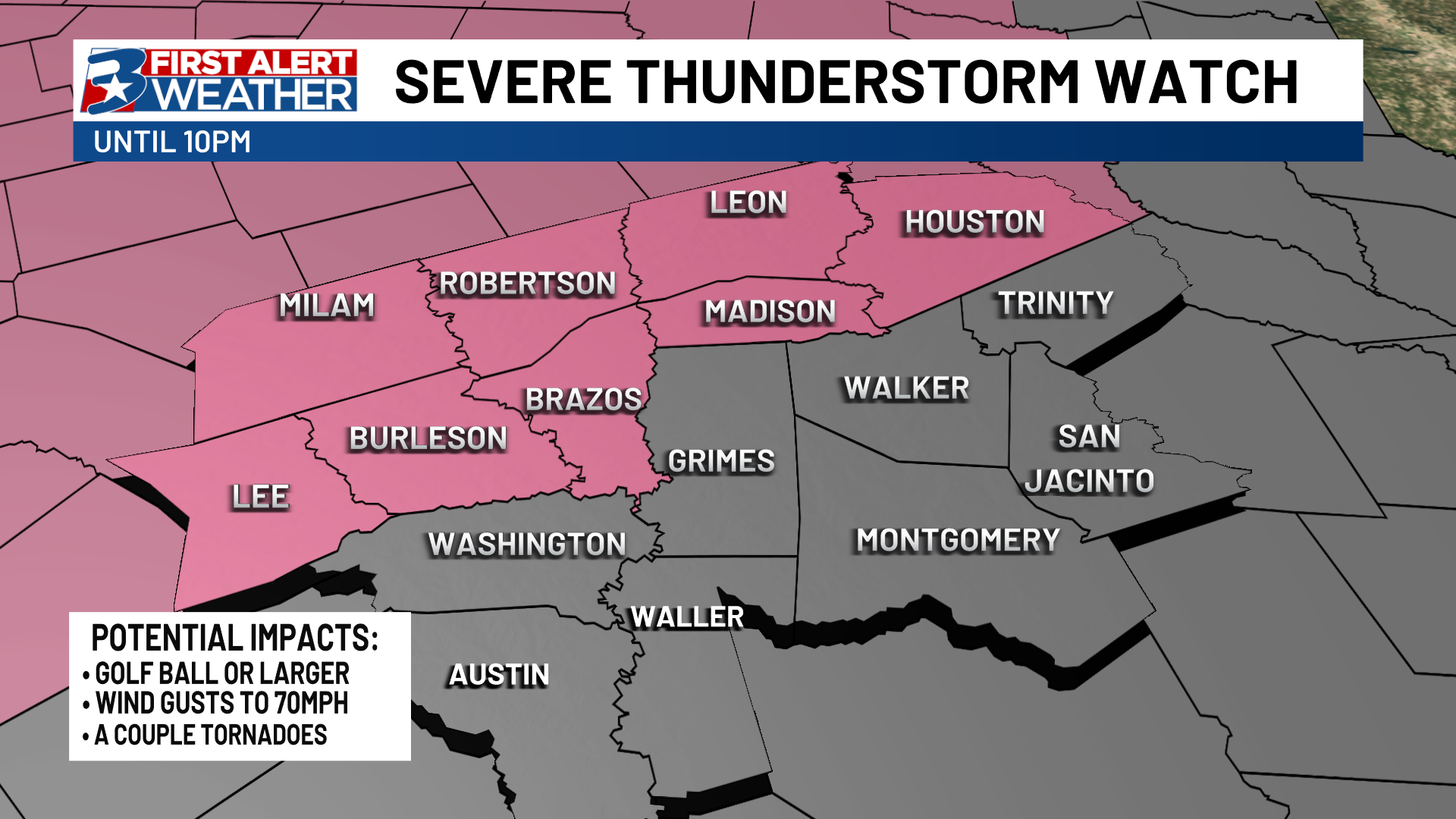 Severe Thunderstorm Watch issued for the northern half of
