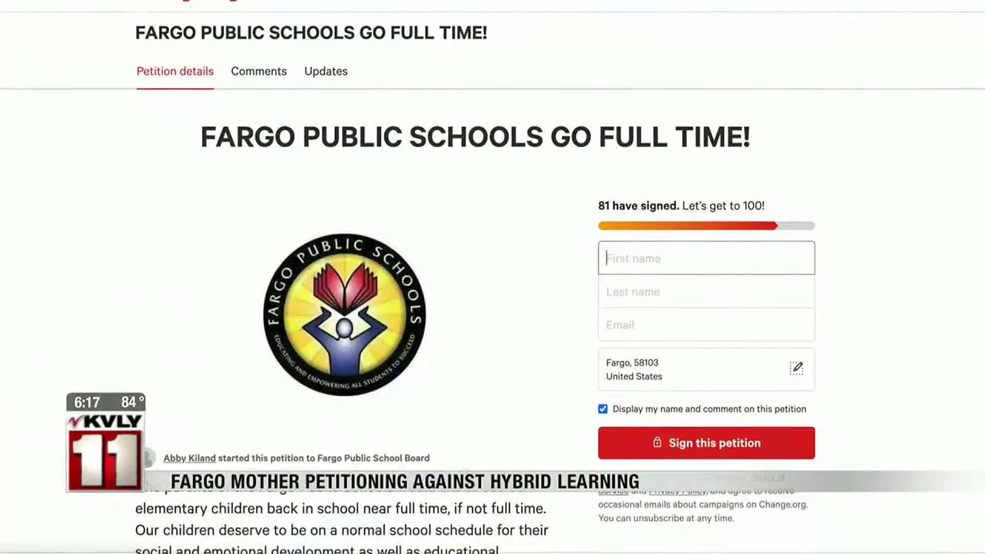 Fargo mom petitioning for full-time in-person learning