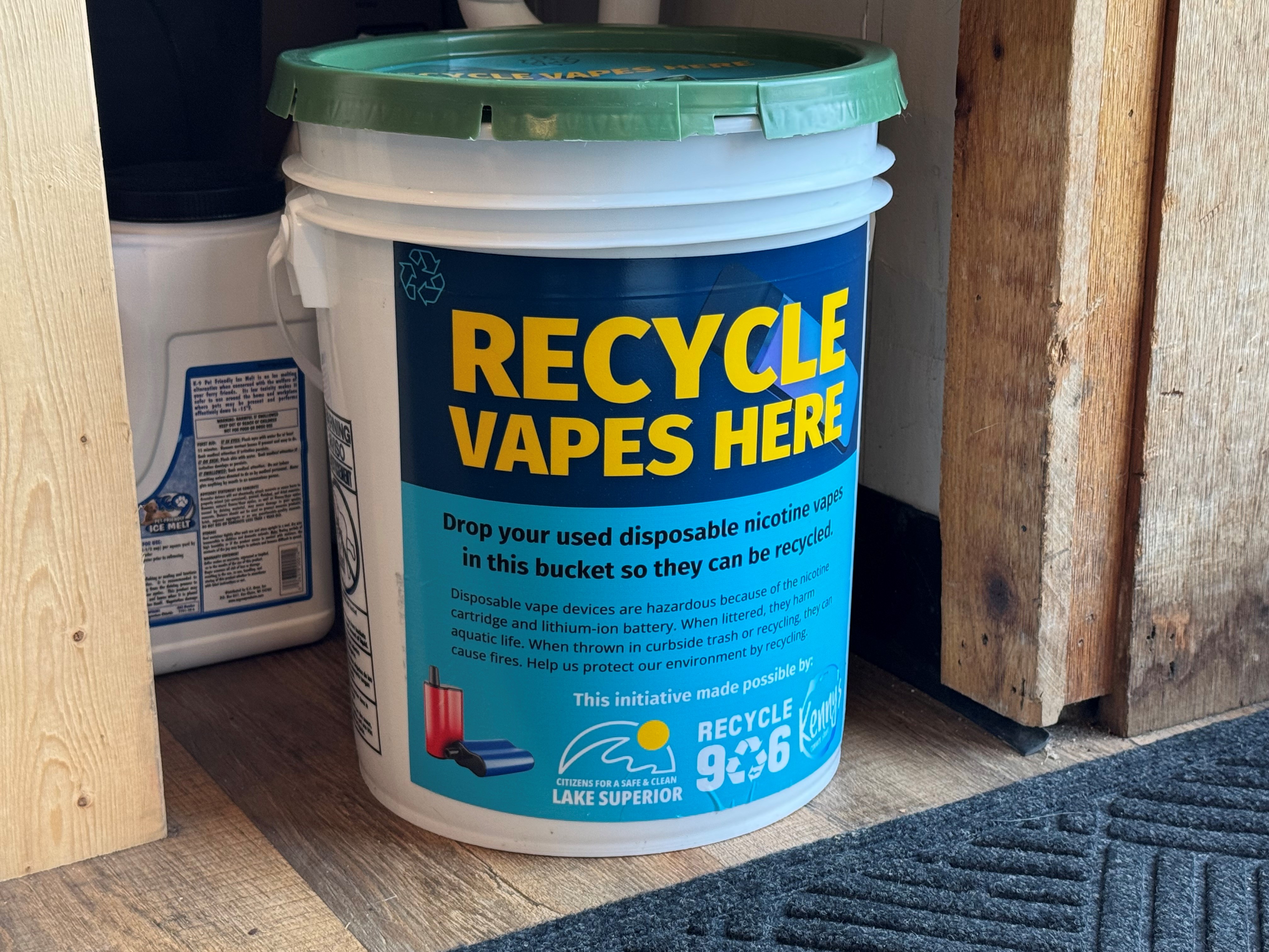 Vape disposal drop box available at Kenny's Corner Store in Marquette