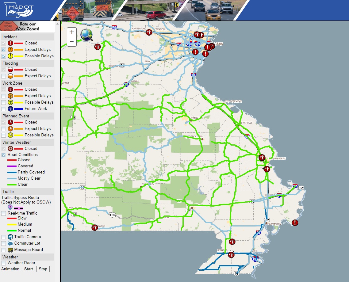 Modot Traffic Cameras Map Heartland Road Conditions 2/18