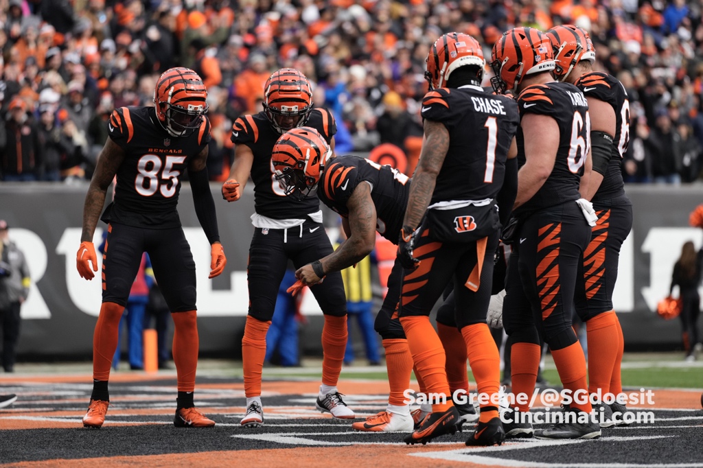 Chad Ochocinco of the Cincinnati Bengals scores a touchdown during