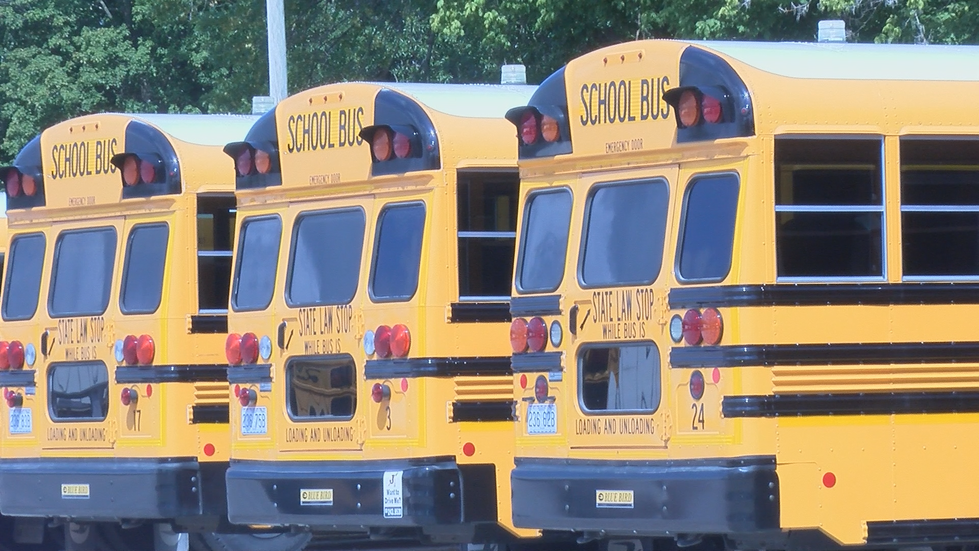 School bus drivers prepare to trasports Escambia County students