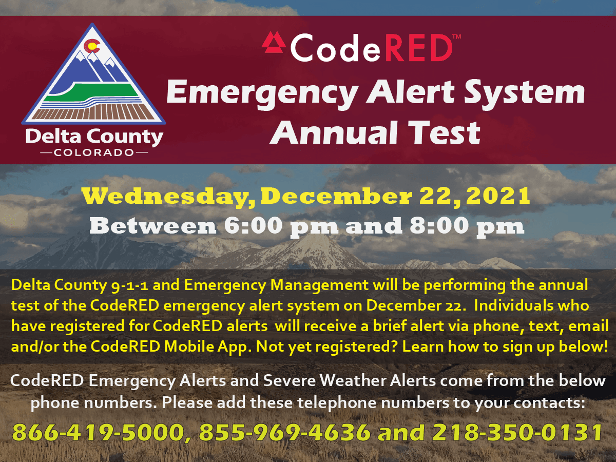 CodeRED Emergency Alert System Test September 28, 2023