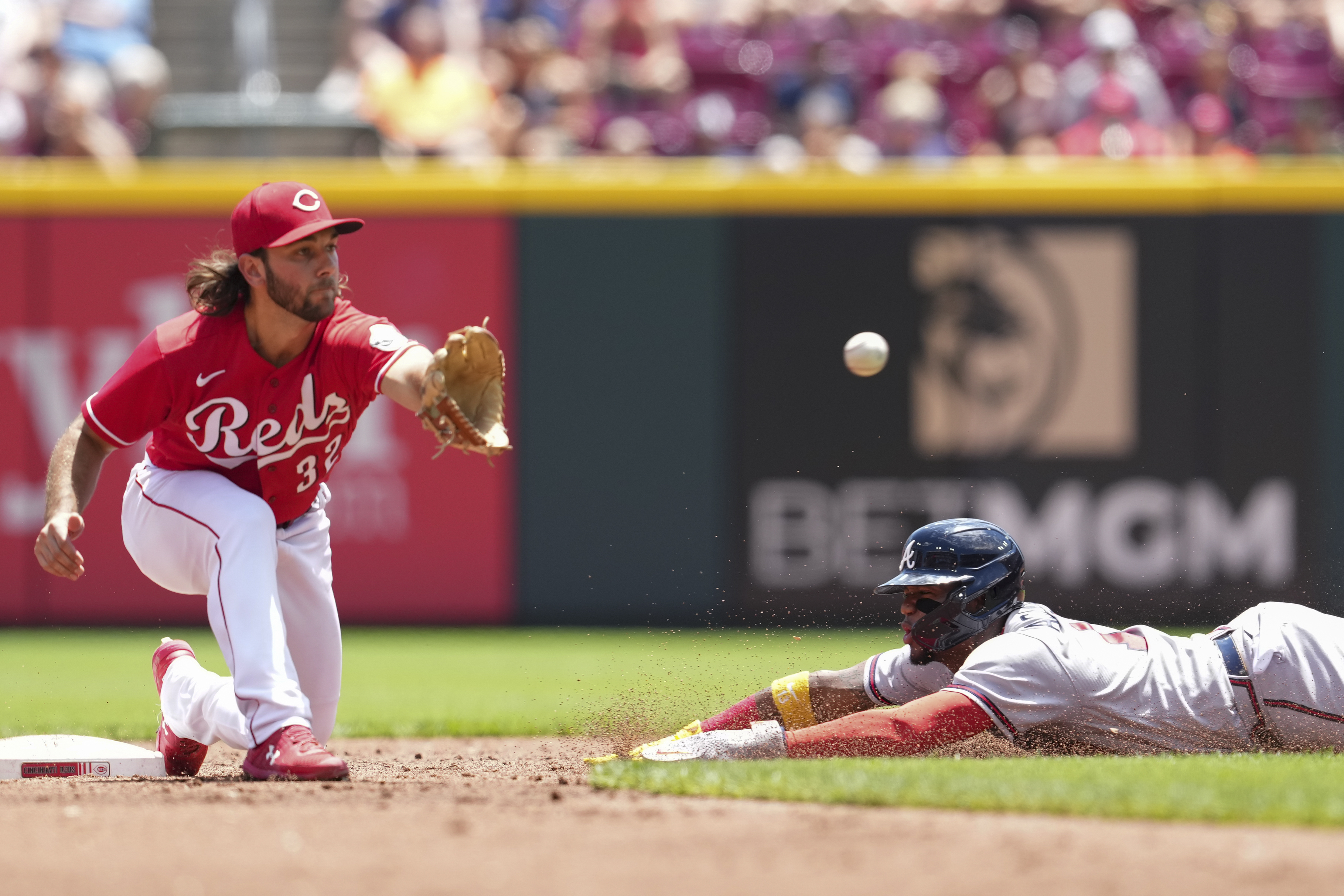 Albert Almora Jr. #3 of the Cincinnati Reds rounds the bases after