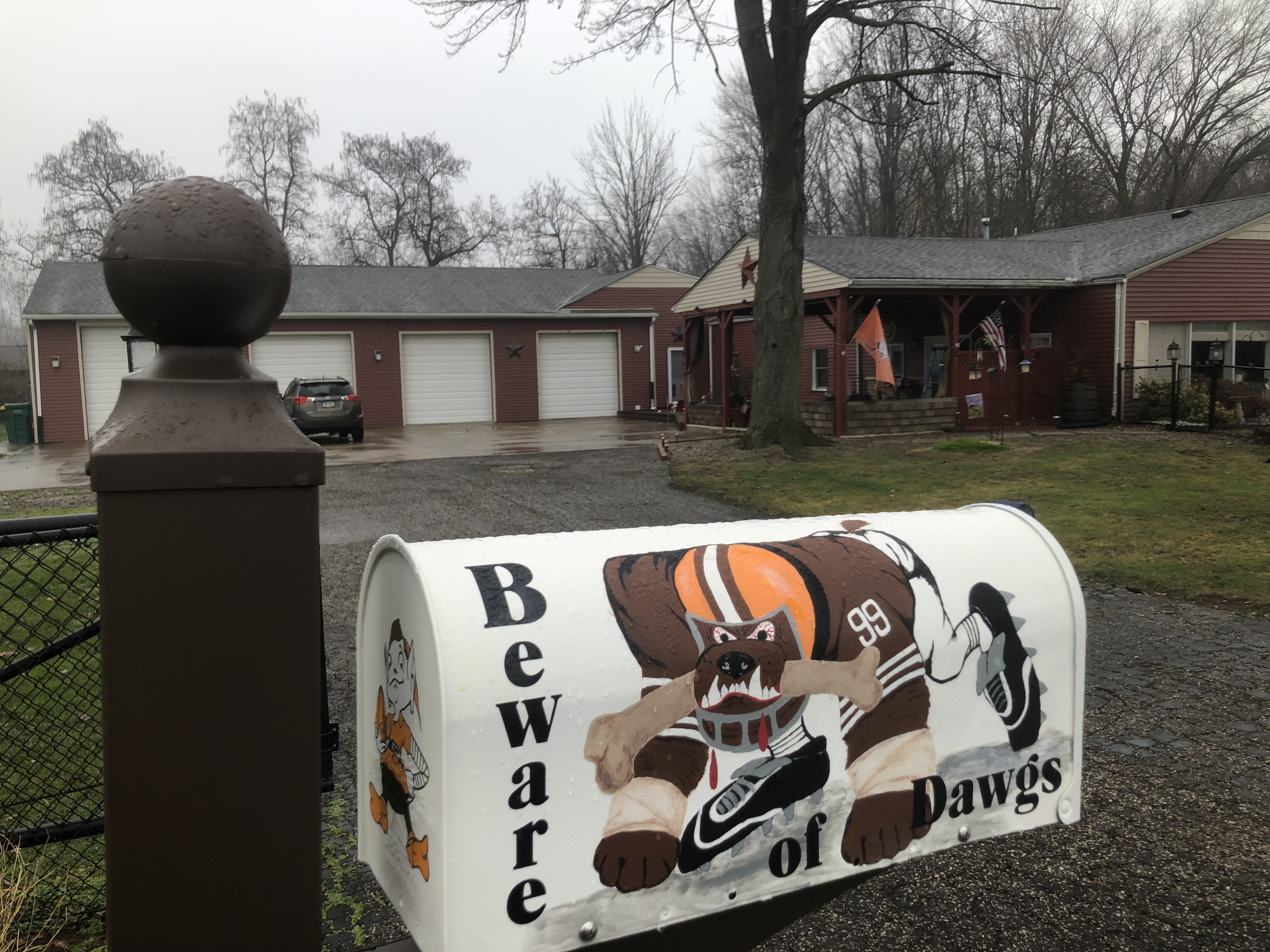 Cleveland Browns Beware of Dawgs Fence Wood Sign 