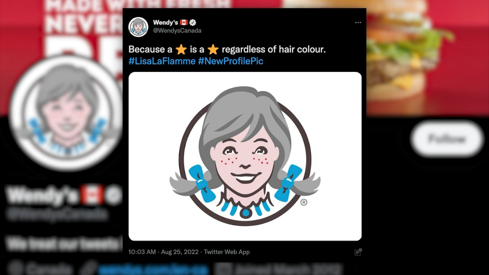 Wendy&rsquo;s changes logo to support longtime Canadian journalist