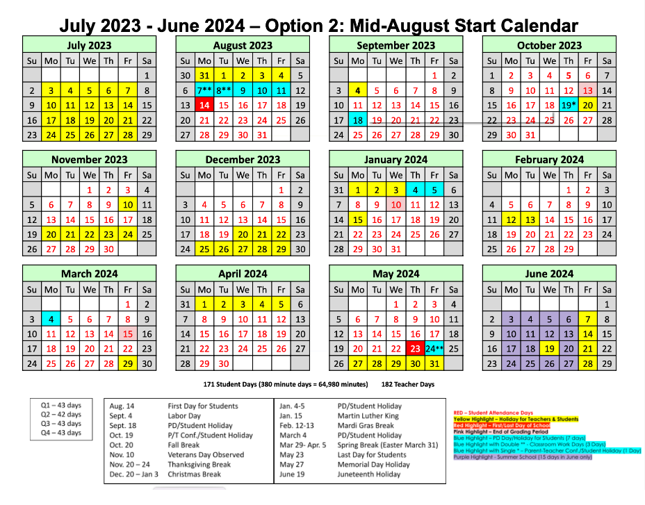 2024 2025 Avoyelles Parish School Calendar Candi Corissa