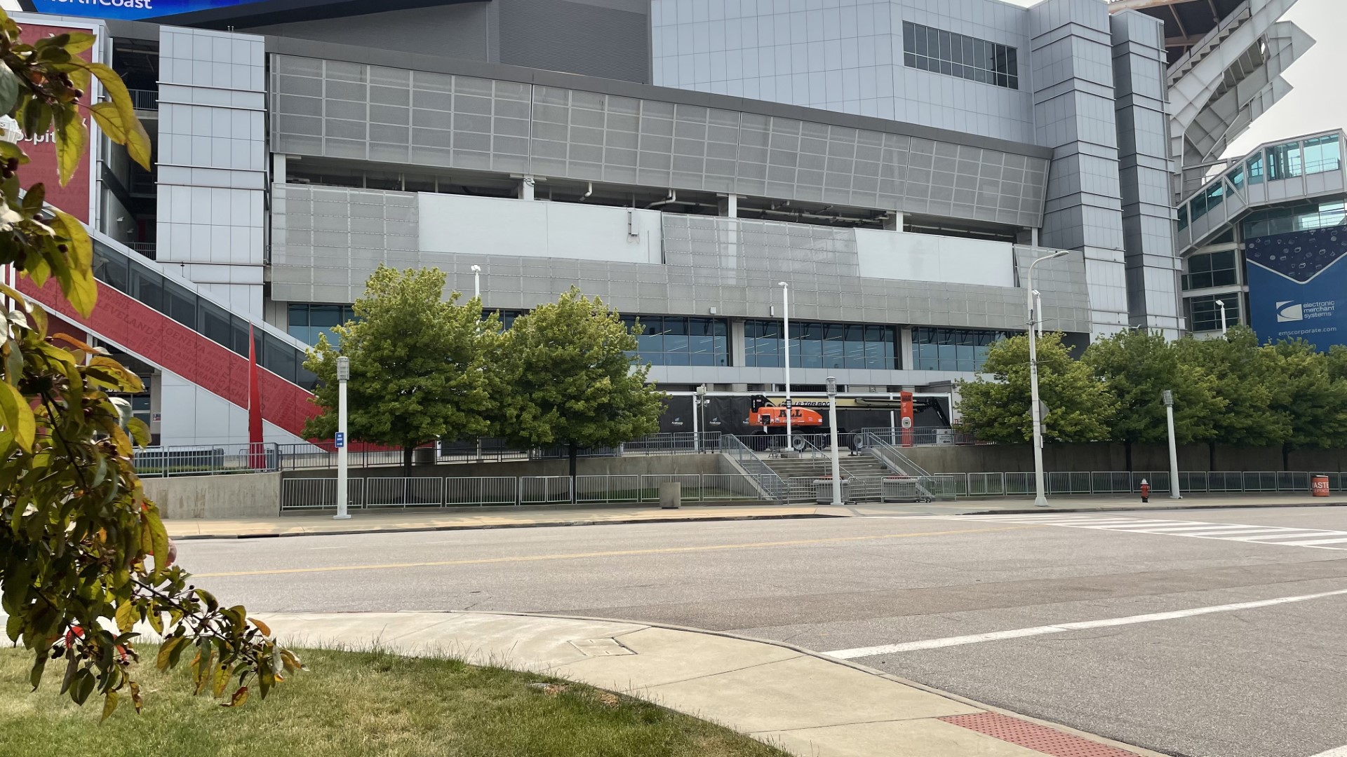 FirstEnergy signage coming down from Browns stadium