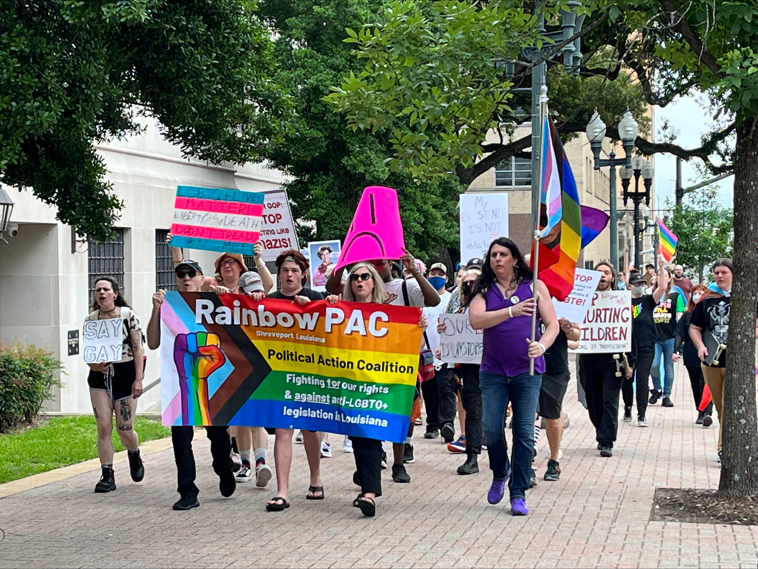 Large protest held in downtown Shreveport against Anti-LGBT+ bills