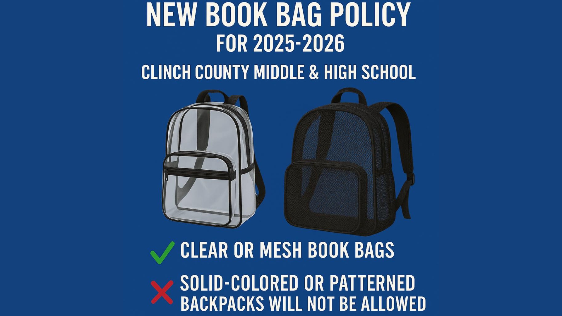 Clinch County Schools announce new bag policy ahead of 25-26 
