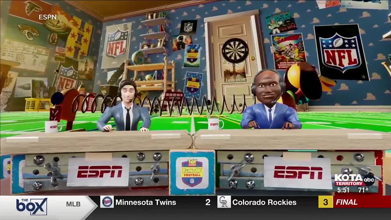 You can watch football Sunday morning animated like 'Toy Story' in Andy's  room