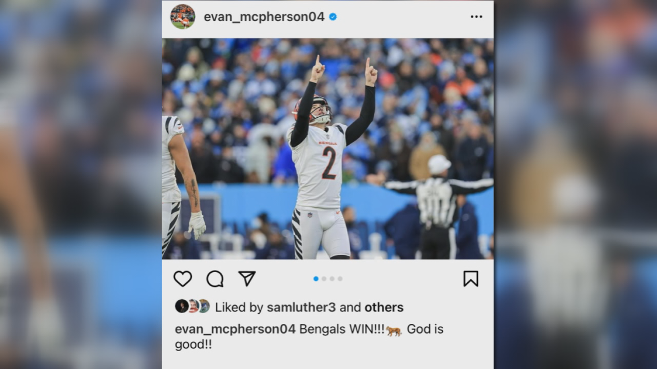 Bengals K Evan McPherson wears 'God is good' shirt after game-winner