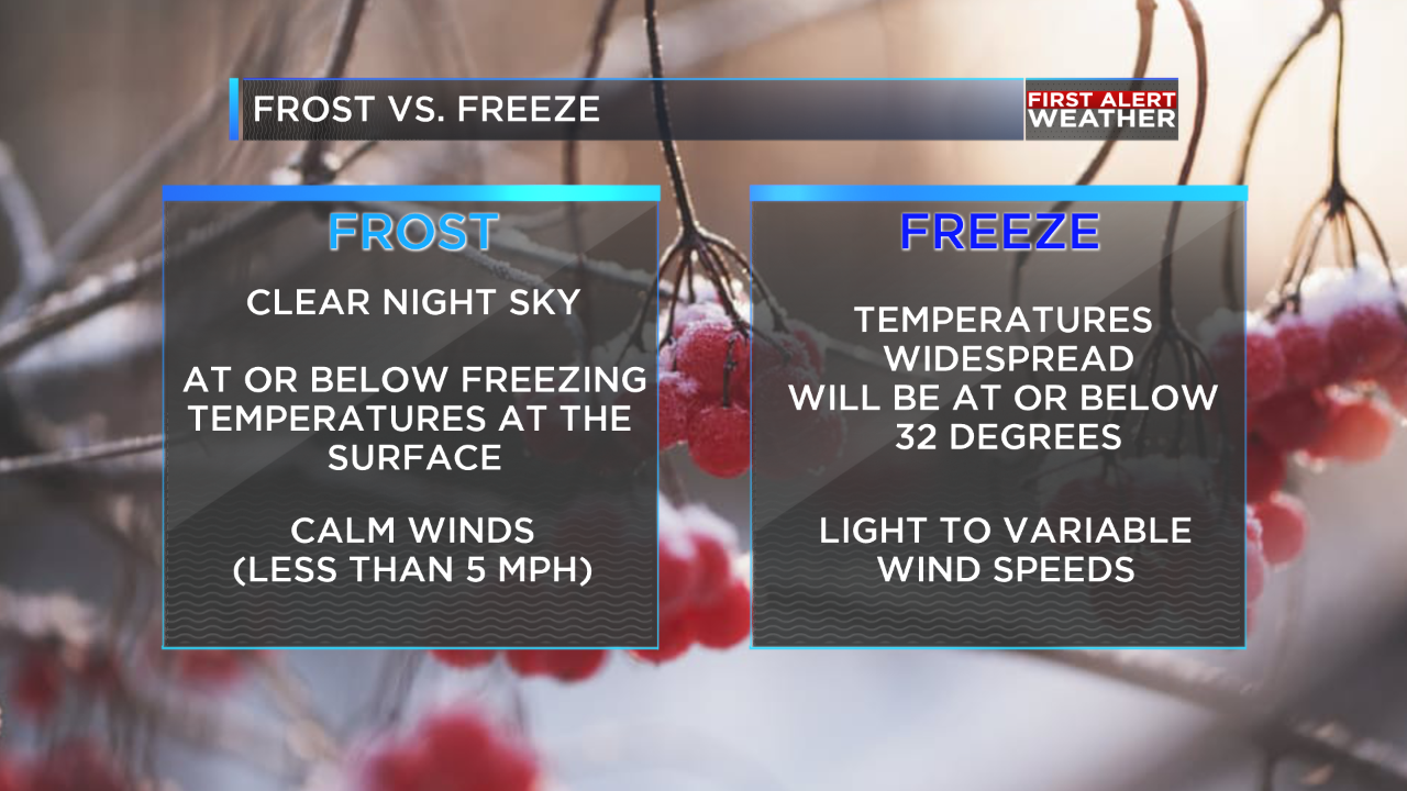 What's the difference between frost, freeze and hard freeze