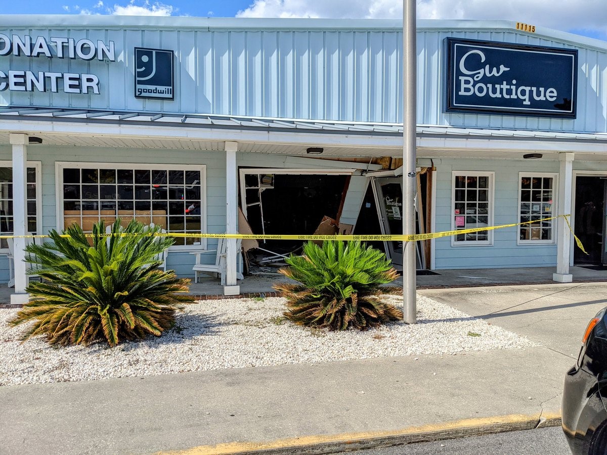 Car drives through Goodwill store in Pawleys Island