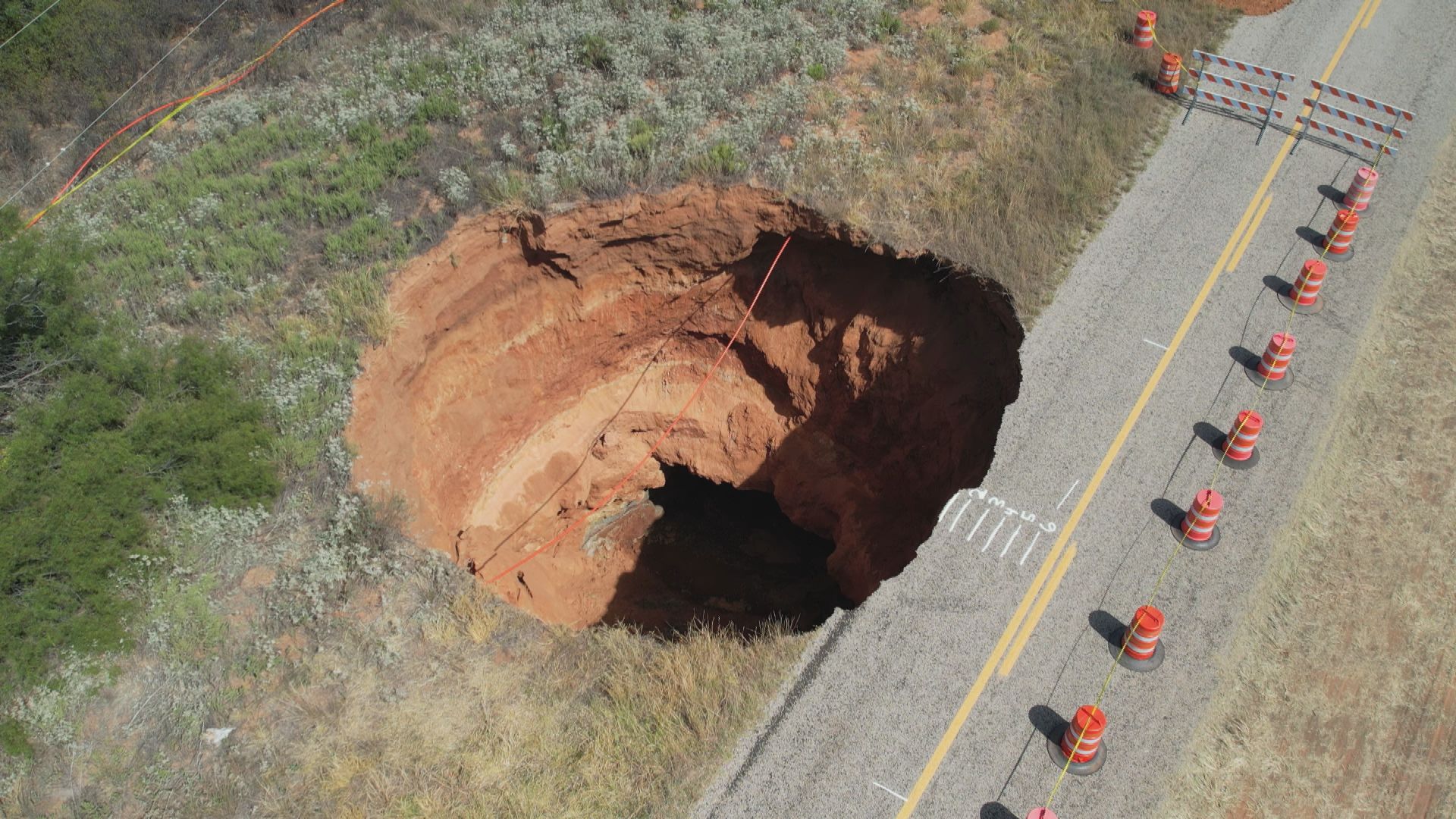 TxDOT crews are working 70-foot deep sinkhole in Cottle County