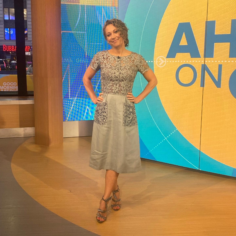 ginger zee gold dress Ginger Zee