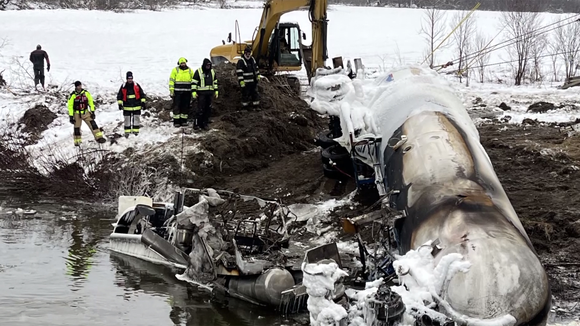 Police expect evacuation zone to remain as long as crashed propane tanker  burns in Irasburg