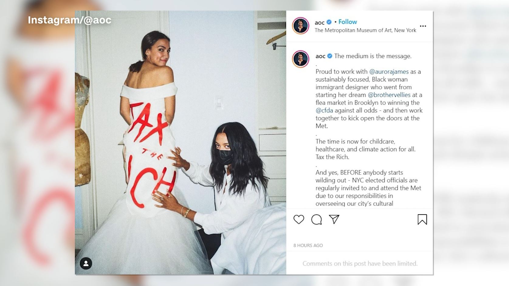 Rep. AOC wears Tax the Rich dress to Met Gala