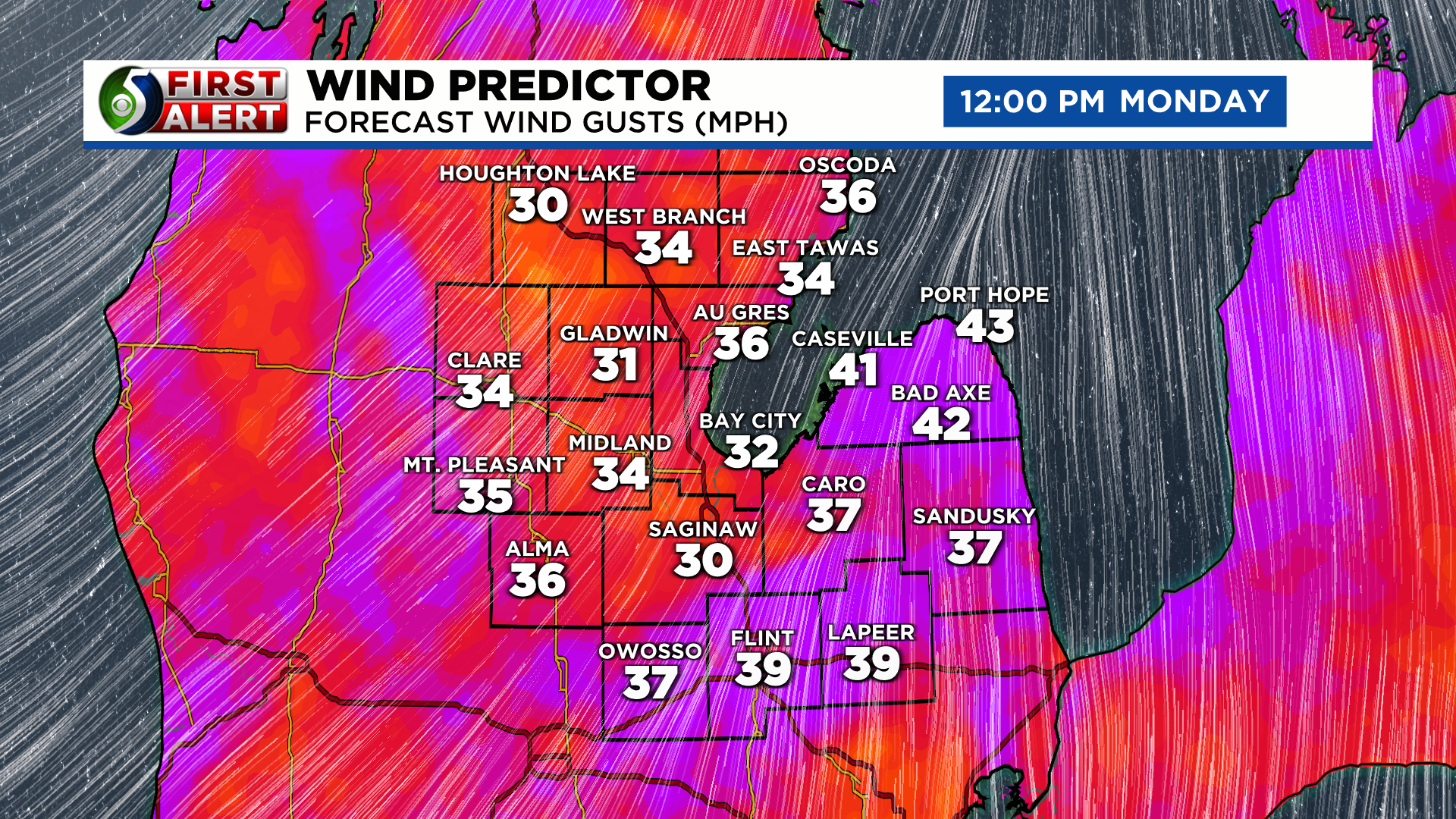 Windy Monday with showers and a few t storms