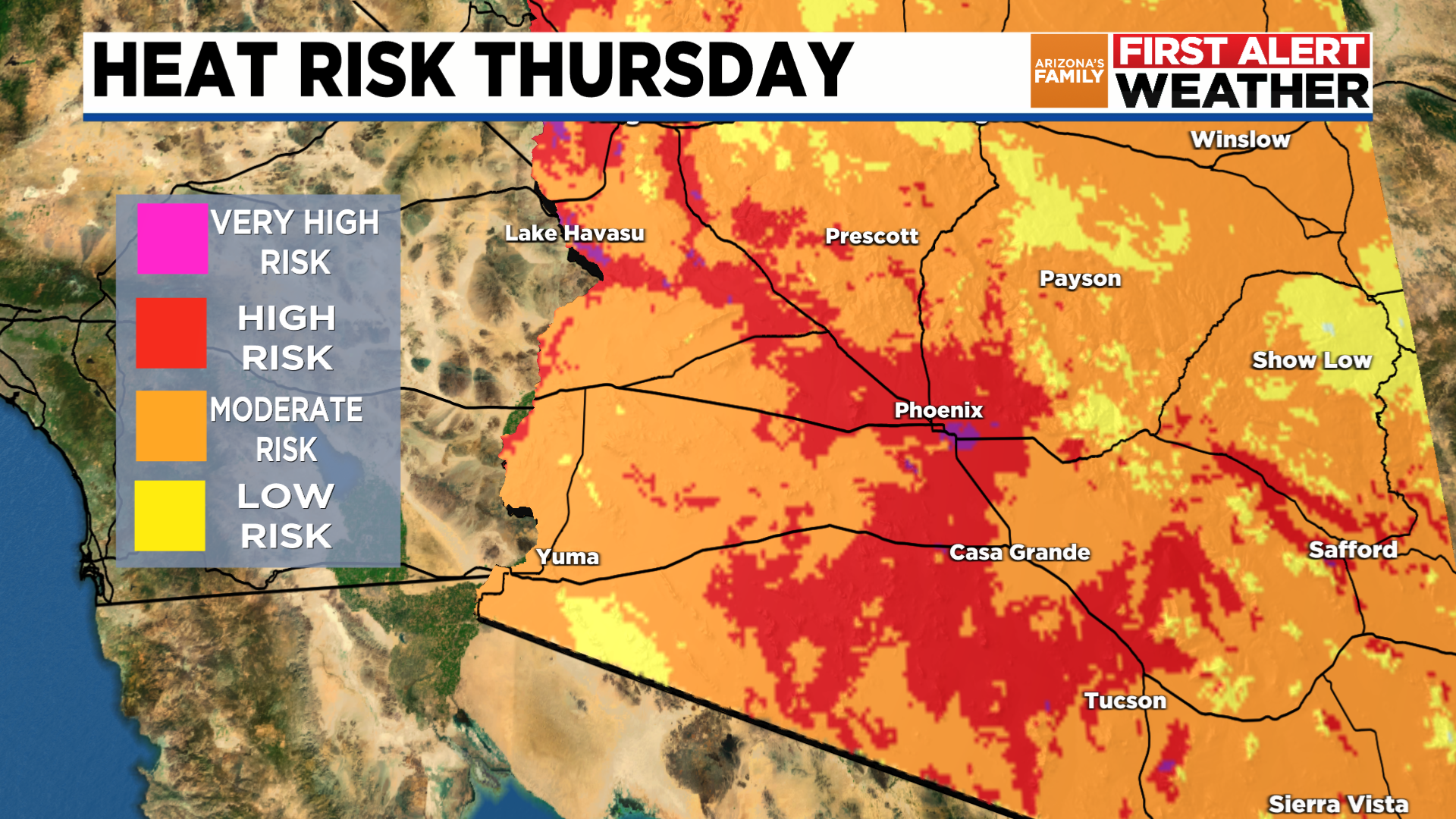 Major risk' from heat up to 115 degrees through Friday night for Tucson,  Southern Az