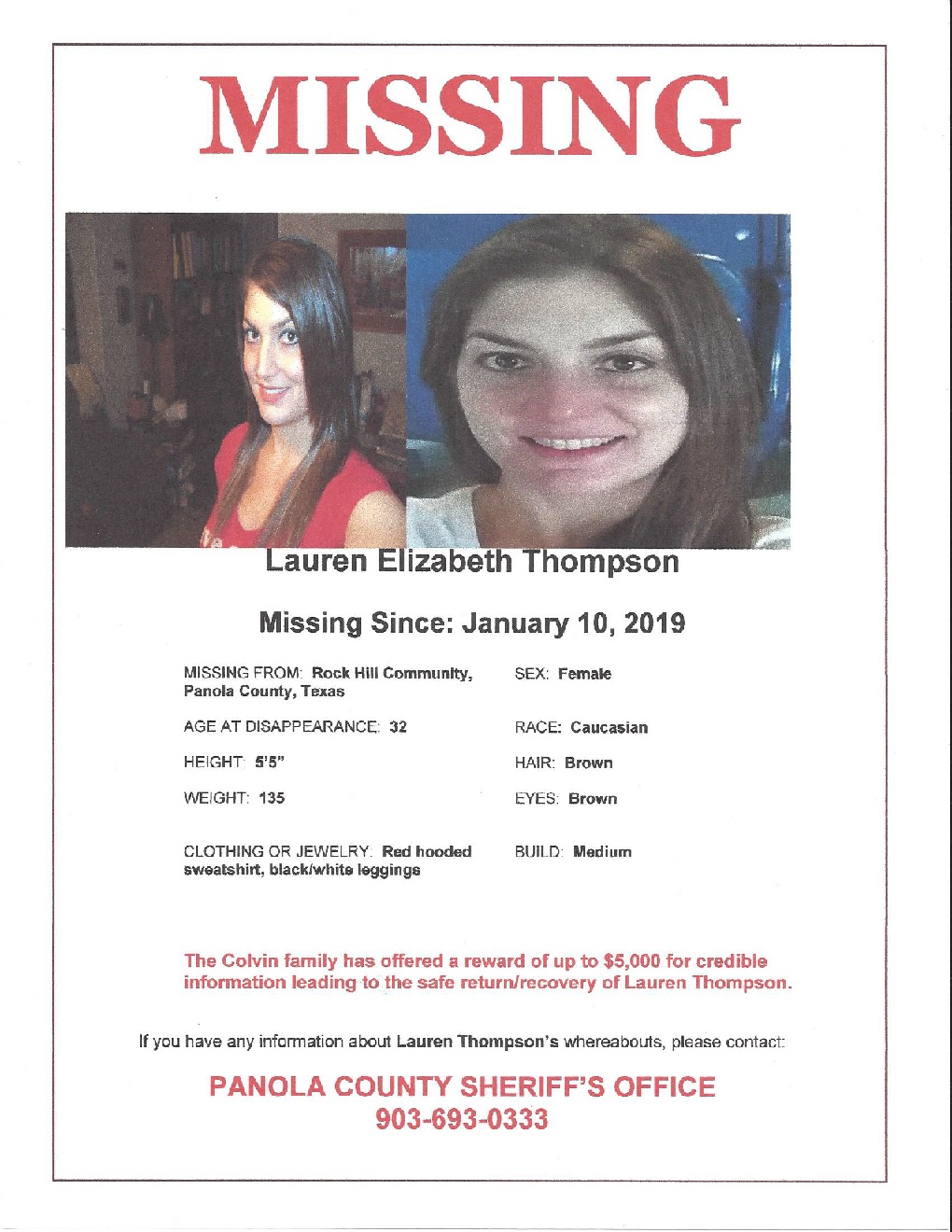 Family offering $5K reward for info leading to return of missing Panola  County woman