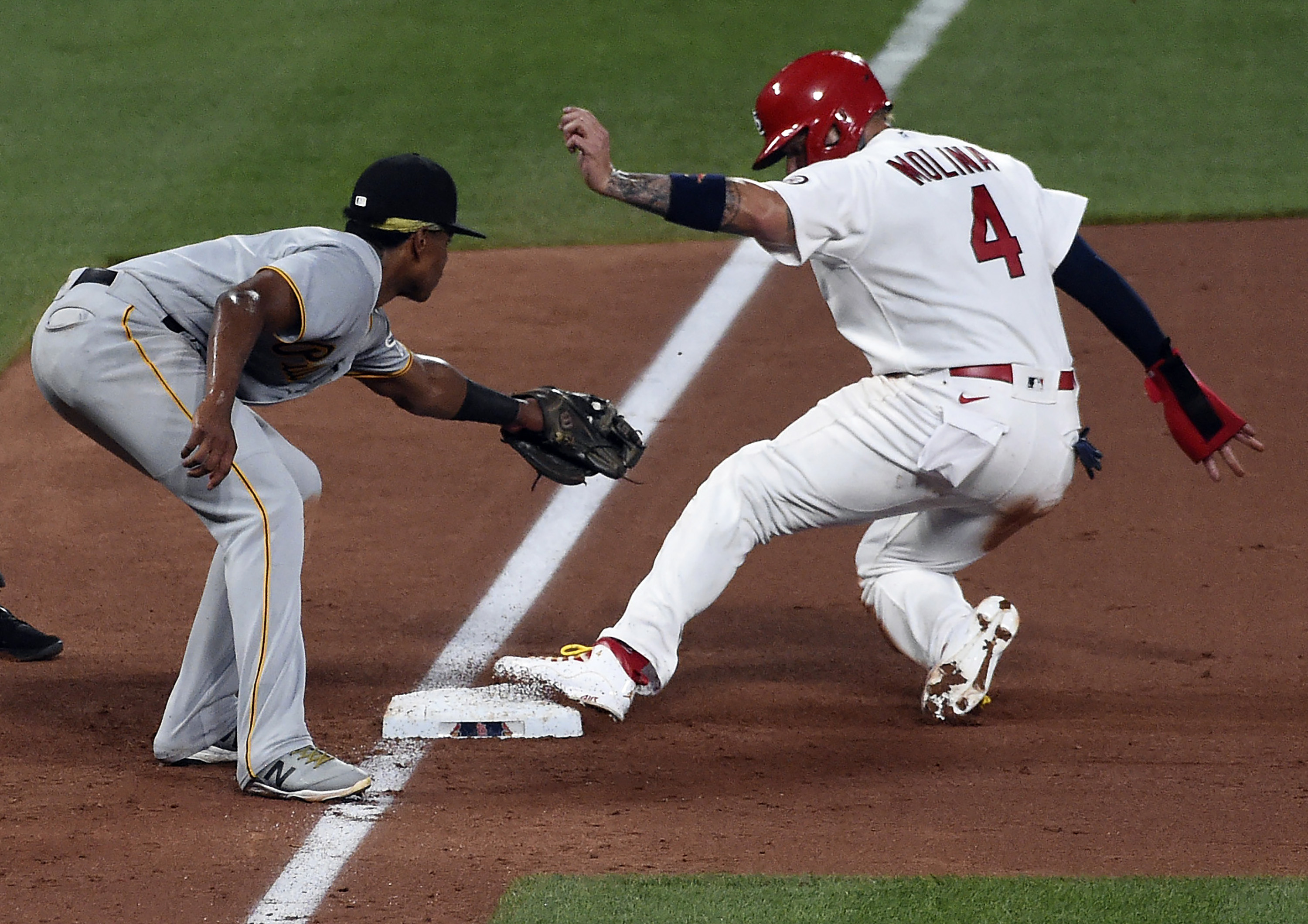 Yadier Molina Steals Third Base. 