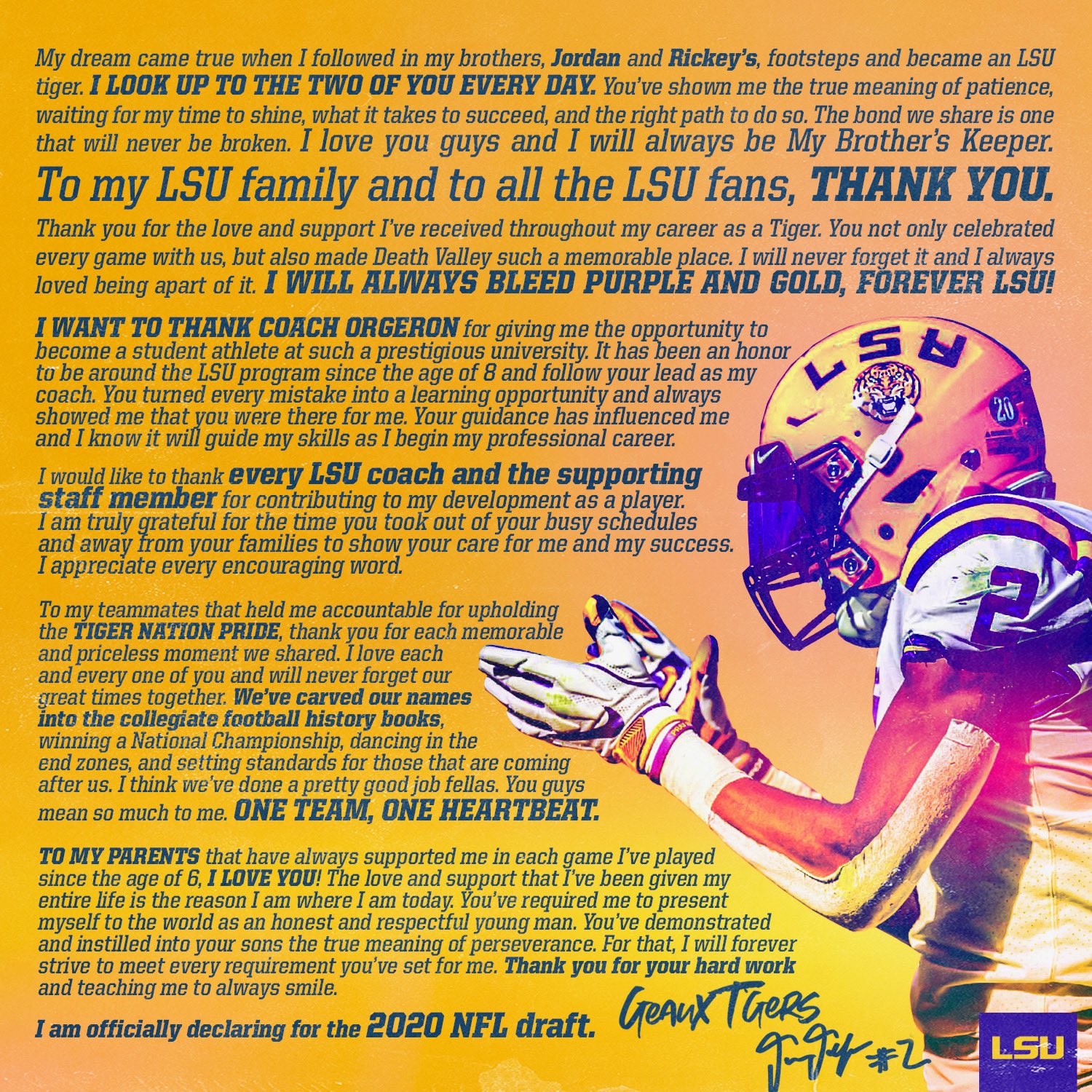 LSU Football Junior Receiver Justin Jefferson Declares for 2020 NFL Draft  After Record-Breaking Season - Sports Illustrated LSU Tigers News, Analysis  and More.