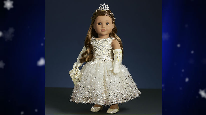 American Girl Holiday Collector dolls covered in Swarovski